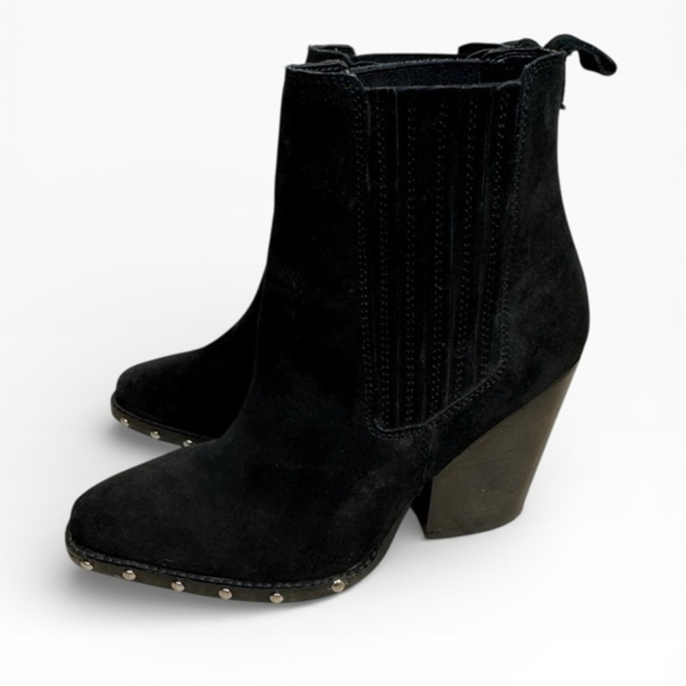 ASOS Design Black Suede Western Chelsea Boots Studded Pointed Toe UK 6 US 8